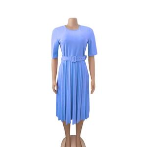 Vestido Casual Plisado para Mujer <span class=keywords><strong>con</strong></span> Media Manga, Estilo Europeo, Americano y Africano, Talla Grande, Vestidos de Fiesta de Moda, Técnica de Teñido Liso - Product Image 5