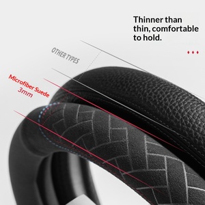 Housse <span class=keywords><strong>de</strong></span> <span class=keywords><strong>volant</strong></span> <span class=keywords><strong>de</strong></span> voiture transfrontalière avancée en cuir suédé gaufré antidérapant ultra-mince absorbant la transpiration toutes saisons - Product Image 4