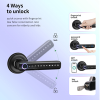Cerradura Inteligente para Puerta con Huella Digital, Código RFID y Control por Aplicación Tuya TTlock, para Puertas de Acero, Ajustable, 50 Usuarios, Seguridad Grado C