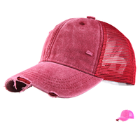 Casquette de baseball 6 pièces en maille style antique, avec dos vieilli et perforé