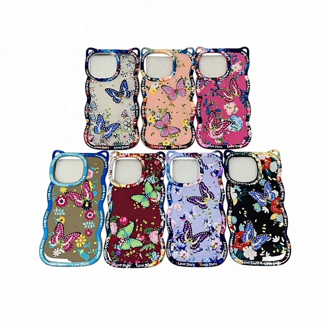 For iPhone 17 16 15 14 13 12 11 Butterfly Glitter Glue Design TPU Phone Case for Samsung A20E A10E A22 A03S A42 Girls Back Cover