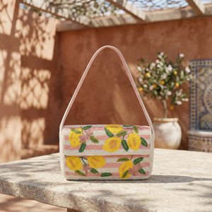 Handmade Beaded Lemon Embroidered Geometric Tassel National Fashion Shoulder Bag Magnetic Closure <b>Cute</b> Summer Style Daily Use - Product Image 1