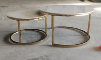 Ensemble de table basse avec acier inoxydable chromé et céramique/pierre frittée pour salon