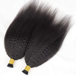 Ik Tip Keratine Human Hair Extension 100% Mongoolse Natuurlijke Kleur Ik Tip Kinky Curly Hair Extensions Kinky Recht - Product Image 3
