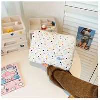 Housse d'ordinateur portable matelassée personnalisée en nylon, imprimé floral à pois, fermeture éclair, anneau de traction métallique, antichoc, souple, durable, protection pour ordinateur portable