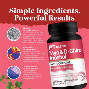 Myo & D-Chiro Inositol Equilíbrio Hormônio Fertilidade Feminina Pele Complexo Saúde Myo & D-Chiro Inositol Cápsulas - Product Image 4