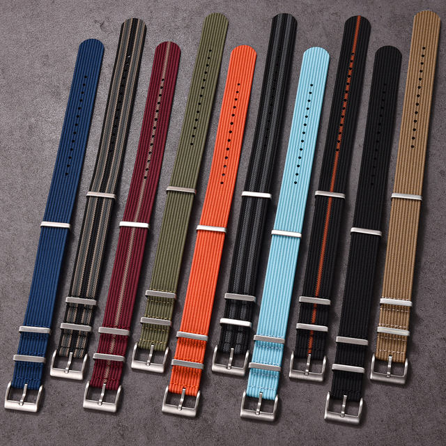 JUELONG Durable Classic Nylon Wristband Premium High Density 18mm 20mm 22mm 1.4mm Ribbed Nylon Watch Band