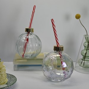 Độc đáo hình dạng bóng đèn thủy tinh đầy màu sắc uống nước giải khát nước trái cây chai cà phê với rơm - Product Image 1