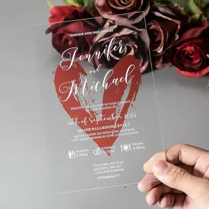 Cartão de convite acrílico personalizado, cartão de visita, casamento, luxo, convite