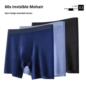 Ropa Interior Deportiva para Hombre, Calzoncillos Largos Ajustados, Anti-Rozaduras, Transpirables, Talla Grande, Cintura Media, Tejido de Punto - Product Image 1