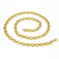 Ensemble de bijoux en acier inoxydable pour hommes, joaillerie européenne PVD 18K, plaqué or, en forme de grains de café, chaîne, collier de Hip hop, à la mode, 8 pièces