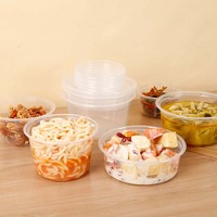 Ensemble de contenants alimentaires ronds en PP épaissi avec couvercle transparent, compatibles micro-ondes, 1500 ml, boîte à lunch jetable