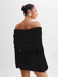 Jupe courte de plage tricotée pour femme, Robe sexy asymétrique à manches longues pour femme, Agent d'achat - Product Image 4