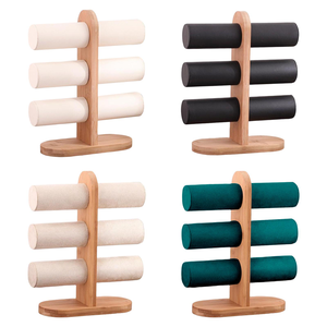 Yeni 3 katmanlı bambu siyah bilezik izle firkete halat takı aksesuar ekran standı raf pervane - Product Image 1