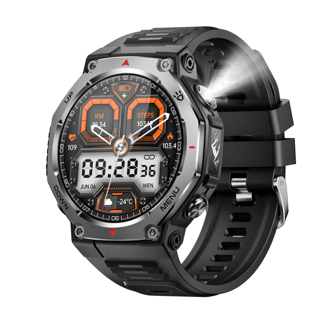 KT85 466x466 HD Screen 7-Day Battery Life -5ATM Waterproof BT Call Android Flashlight Design 1.43inch AMOLED Smart Sports Watch