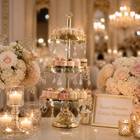 Support à gâteau multifonctionnel à 3 niveaux en métal (style européen-américain) SG-85304-3 pour mariages, fêtes, décoration de la maison