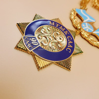 Badge personnalisé en laiton pentagramme plaqué or 24 carats, médaille porte-bonheur de championnat sans nickel, logo 3D personnalisé