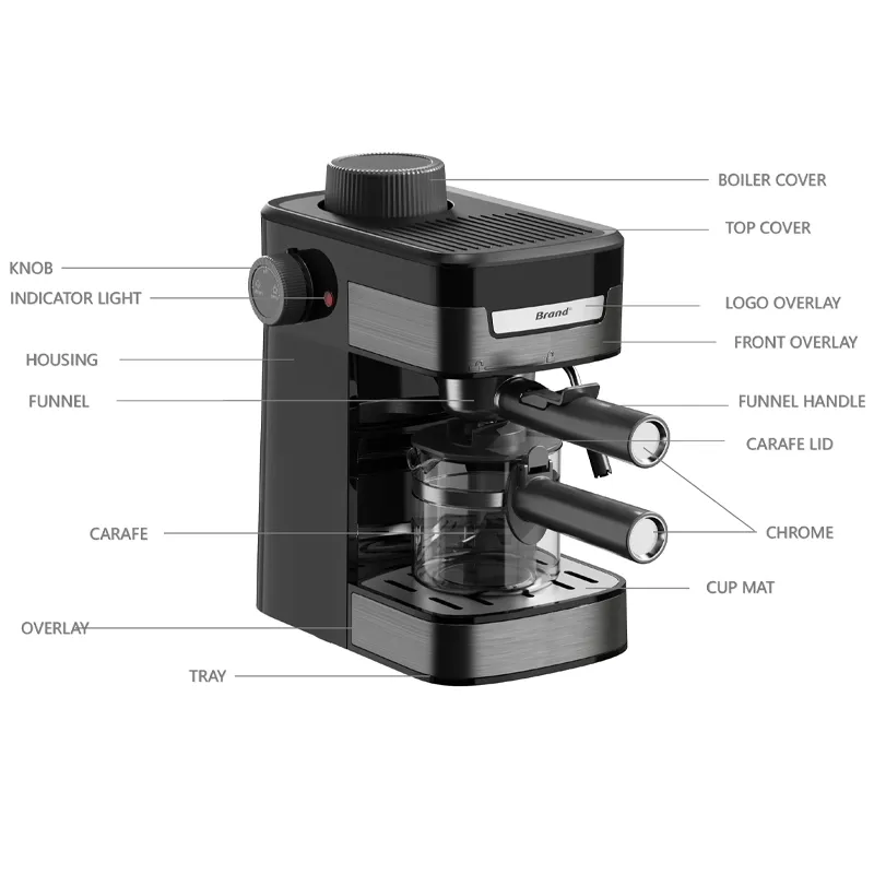 240mlの取り外し可能な水タンクとミルク泡立て器ワンド小型コーヒーマシンを備えた高性能カプチーノエスプレッソコーヒーメーカー