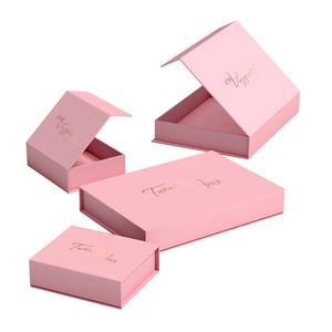 Custom Full Pink Color Jewelry Box Rose Gold Logo Cardboard Packaging For Jewelry