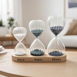 Temporizador de arena acanalado para manualidades de cristal creativas modernas, relojes de arena de 3, <span class=keywords><strong>6</strong></span> y 10 minutos para decoración del hogar - Product Image 1