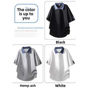 Camicia Estiva <span class=keywords><strong>NASA</strong></span> Nuova Moda Geometrica Bicolore in Cotone per Uomo con Colletto a Risvolto Manica Corta Casual Studente - Product Image 3