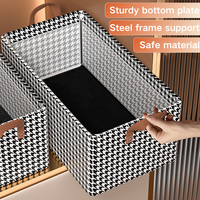 Caja de Almacenamiento Multifuncional Plegable de 10-20L con Diseño a Cuadros, Organizador de Ropa Rectangular de Tela, Técnica de Inyección
