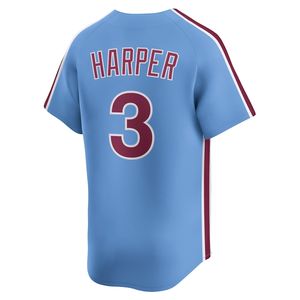 เสื้อเบสบอลอเมริกันเย็บจากฟิลาเดลเฟียเสื้อเบสบอลสีฟ้าอ่อน #3 HARPER #6 - Product Image 3