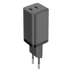 Chargeur mural rapide double USB-C GaN 40W avec QC3.0, prise EU, puissance de sortie 7W/10W, entrée 5V/2A - Product Image 1