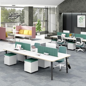 MIGE Modern MIGE Office <b>Workstation</b> Custom-Size Modular Furniture 4 People Melamine Material Panel Wood Style School Living Room - Product Image 2
