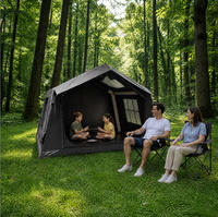 Tente de camping gonflable à montage rapide, colonne d'air en PVC, Oxford 420D noir, protection solaire, imperméable, 3 saisons, grand espace, 3-4 personnes