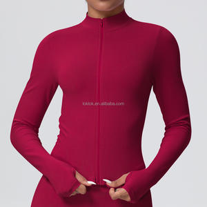 Women's Gym Fitness Running Jacket Seamless Yoga <b>Top</b> Thumb Holes <b>Long</b> Stretch Fit <b>Sleeves</b> Windproof Plus Size Skinny Fit Zip-Up - Product Image 1