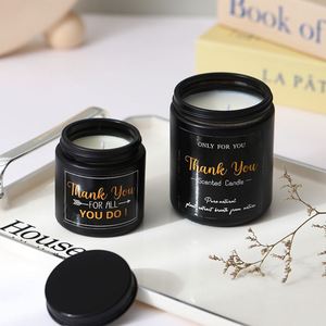 Bougies parfumées dans des pots en verre noir - Sans fumée, fabriquées à la main en cire de soja, parfums de lavande, de thé zen, cylindriques, aromatiques - Product Image 4