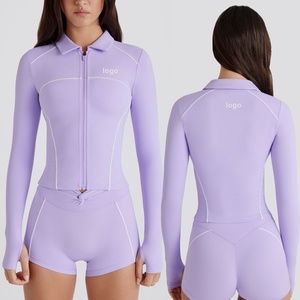 Women's Breathable Zip-Up Golf <b>Jacket</b> Moisture-Wicking Quick Dry Active Wear for Fitness and <b>Yoga</b> Printed Shorts for Sports - Product Image 2