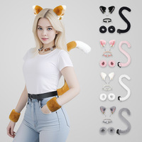 Ensemble d'accessoires de cosplay avec serre-tête oreilles de chat en peluche, queue de chat, collier et bracelet, pour performance scénique et jeu de rôle de personnage Anime Expo