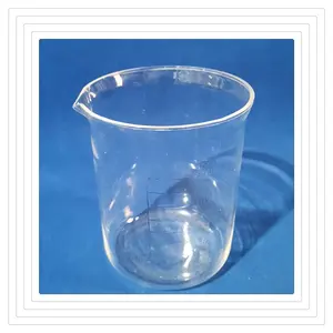 Vaso de cuarzo de vidrio de medición de fondo plano transparente pulido resistente al calor personalizado