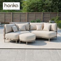 Luxuriöses, modernes Garten-Sofa-Set aus Aluminium in Halbrundform für Hotels, Resorts und Terrassen – Outdoor-Sitzgruppe für den Garten