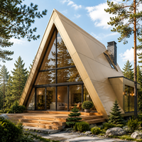 Panneau composite en aluminium ACP pour revêtement mural extérieur de maison forestière moderne, décoration de façade de cabane