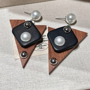 Pendientes Geométricos de Madera con Perla Sintética para Mujer, Estilo Minimalista para Uso Diario 2025 - Product Image 3
