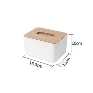 Household <b>Paper</b> Towel Storage Box <b>Tissue</b> Box Holder Napkin Box with Wood Bamboo Lid - Product Image 4