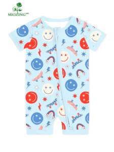 ミオジング カスタム 独立記念日 愛国柄 ベビーロンパースドレス 夏用 オーガニックバンブー ダブルジッパーロンパース ODM ベビーロンパース - Product Image 2