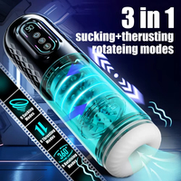 Masturbador Masculino Telescópico Automático 3 en 1, Potente Copa con 9 Modos de Succión, Empuje y Rotación, Juguete Sexual para Adultos para Hombres