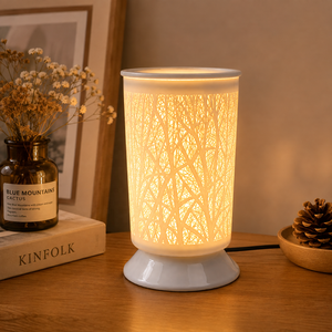 Lámpara de Aroma Moderna de Cerámica, Calentador de Cera LED, Quemador de Aceites Esenciales de Porcelana Blanca, Luz Nocturna Decorativa para Mesa, Decoración del Hogar - Product Image 1