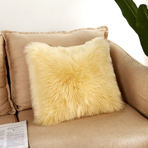 Faux Fur Throw Pillow Cover <b>Square</b> Solid Color Removable Washable Sofa Cushion Decorative <b>Pillowcase</b> - Product Image 4