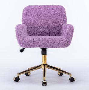 <span class=keywords><strong>Silla</strong></span> de oficina de diseño moderno para el hogar, <span class=keywords><strong>silla</strong></span> de <span class=keywords><strong>escritorio</strong></span> giratoria ajustable con base de Metal dorado con estilo de elevación de espuma de pelo de conejo Artificial - Product Image 2