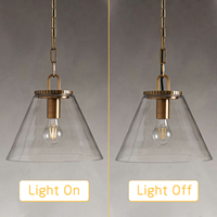 Luminaire suspendu en verre conique moderne à tête unique, style minimaliste américain, pour îlot de cuisine, vente en gros OEM