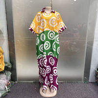 Robe Bubu décontractée pour femme grande taille, nouvelle collection, tendance, à col revers, coupe ample, imprimé géométrique africain, style caftan, color-block, pour la maison