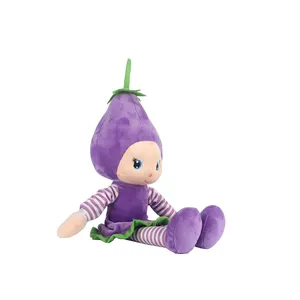新款定制毛绒玩具漂亮女孩布娃娃带紫色柔软可爱儿童毛绒娃娃