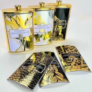 Aluminum <b>Metal</b> Custom OEM Private Label Luxury Design Embossed Gold Waterproof Craft Perfume & Candle Labels Sticker - Product Image 4