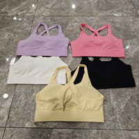 Soutien-gorge de sport personnalisé pour femme, simple, à dos croisé et ouvert, à maintien élevé, respirant, extensible dans les quatre sens, rembourré, avec découpe en goutte d'eau, pour le yoga, la gym et l'entraînement