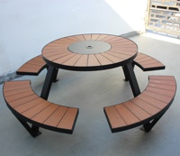 Vente en gros d'usine d'ensemble de bancs de table en bois pour le jardin commercial extérieur table de pique-nique pour le parc patio de la rue publique